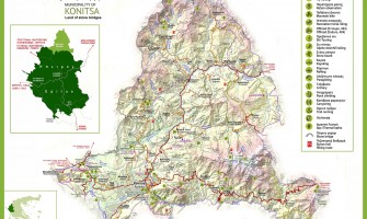 Signs with maps for activities in the Municipality of Konitsa, in Epirus