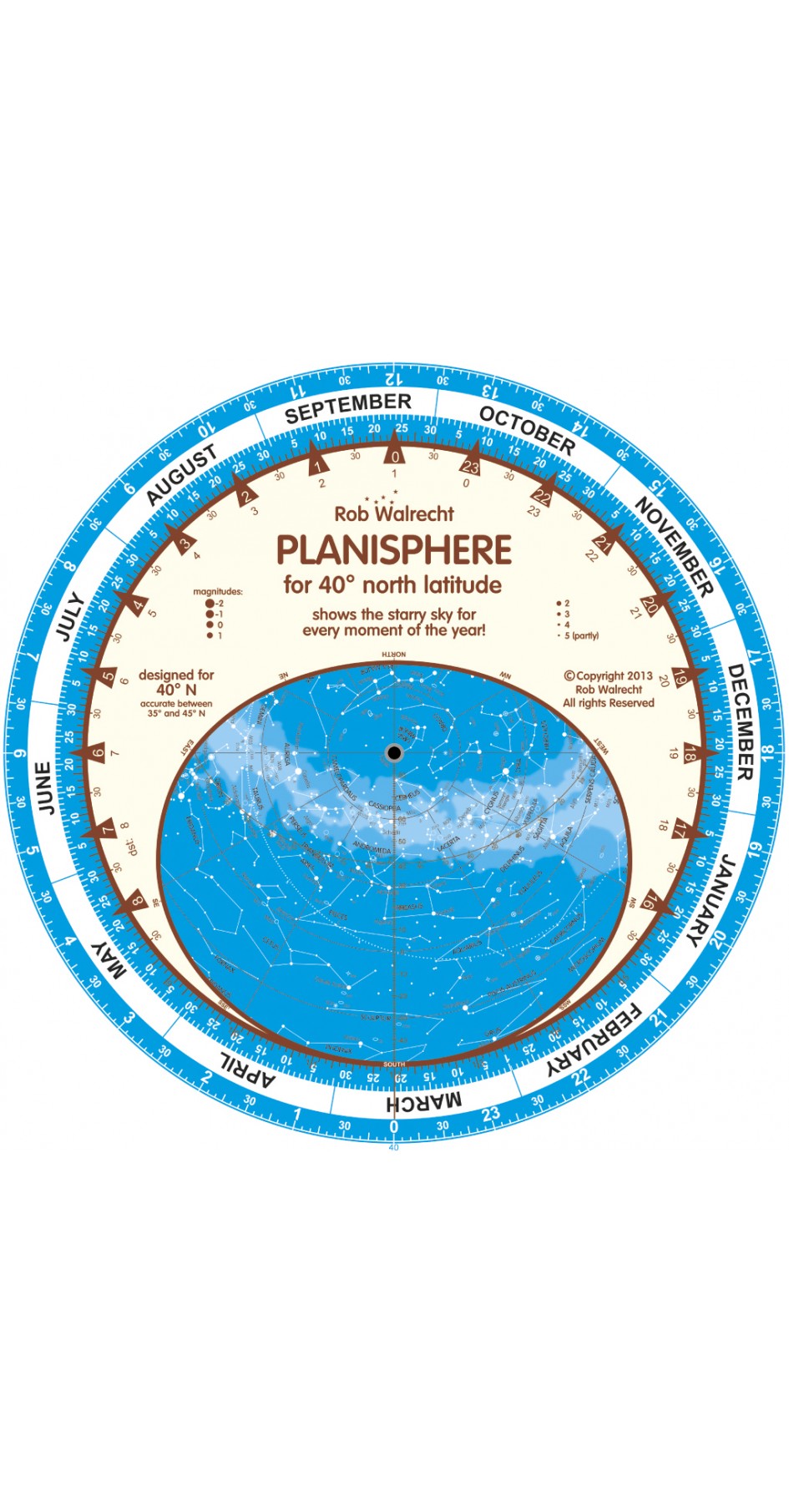 Planisphere for 40° North latitude