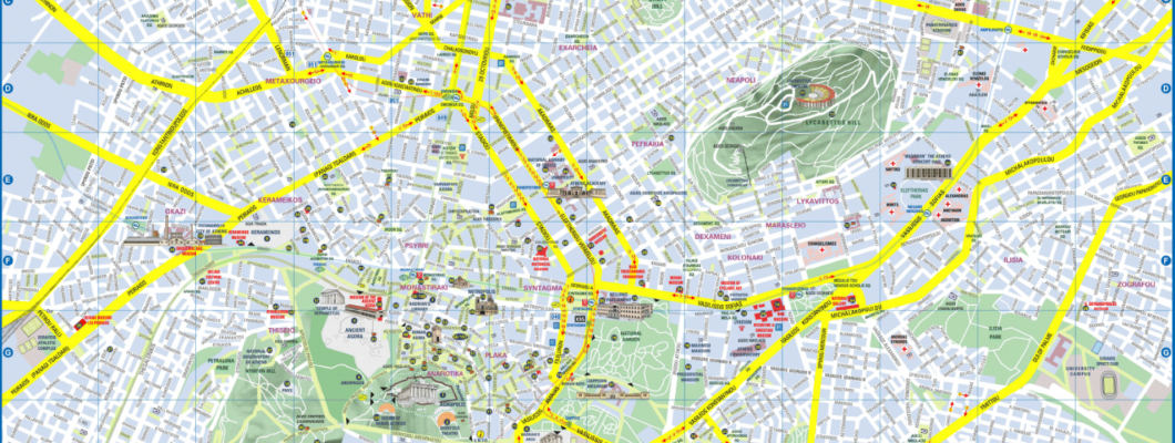 Map of Athina, Attiki and Piraeus for Greek National Tourism Organisation