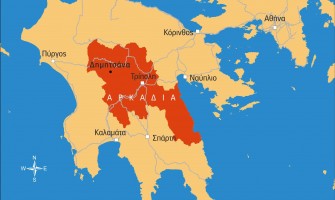 Χάρτης Πελοποννήσου με έμφαση στην Αρκαδία για το βιβλίο Μπαρούτι για την επανάσταση