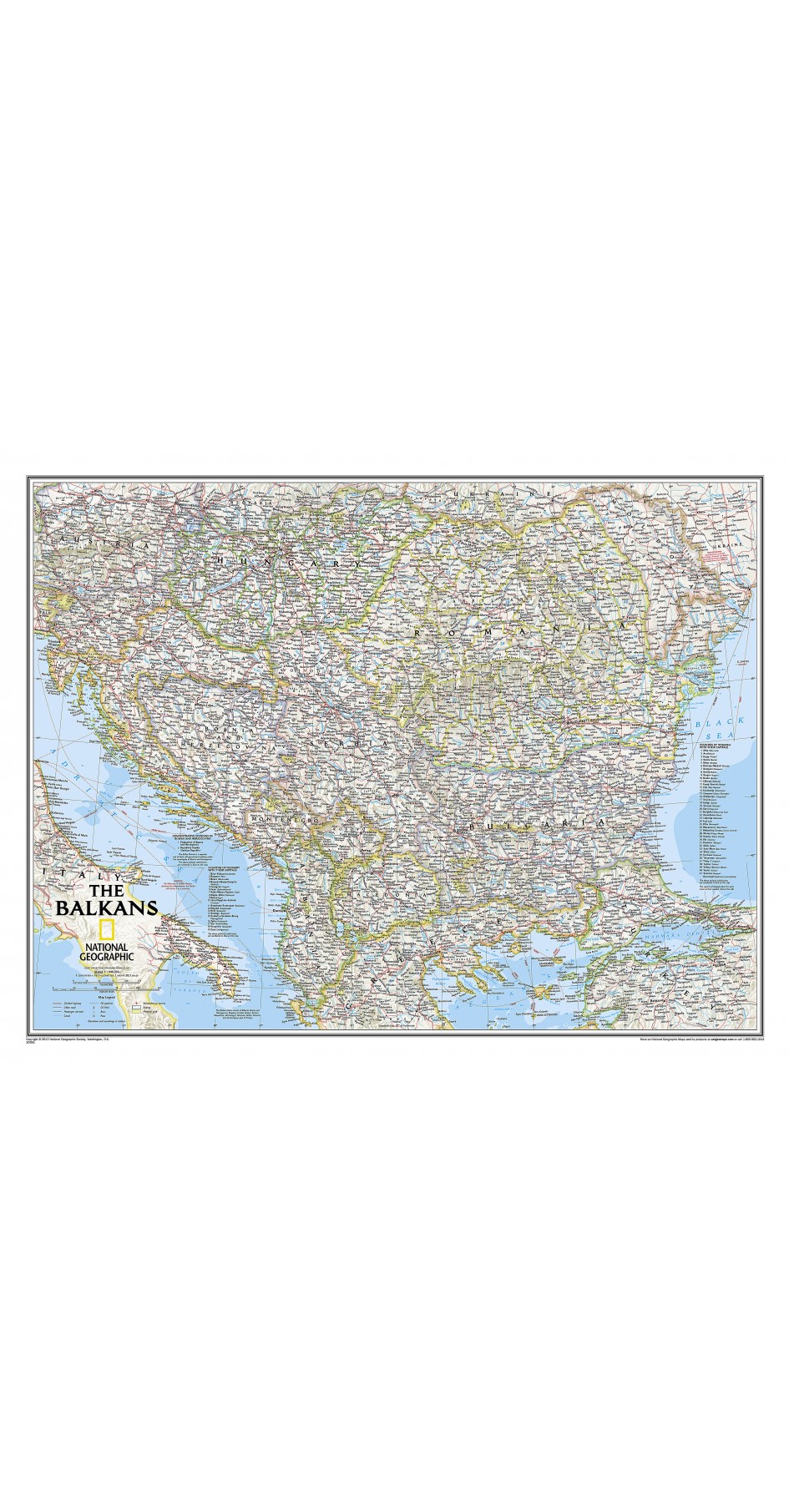 The Balkans Classic Map [Tubed],  National Geographic  χάρτης στα Αγγλικά 
