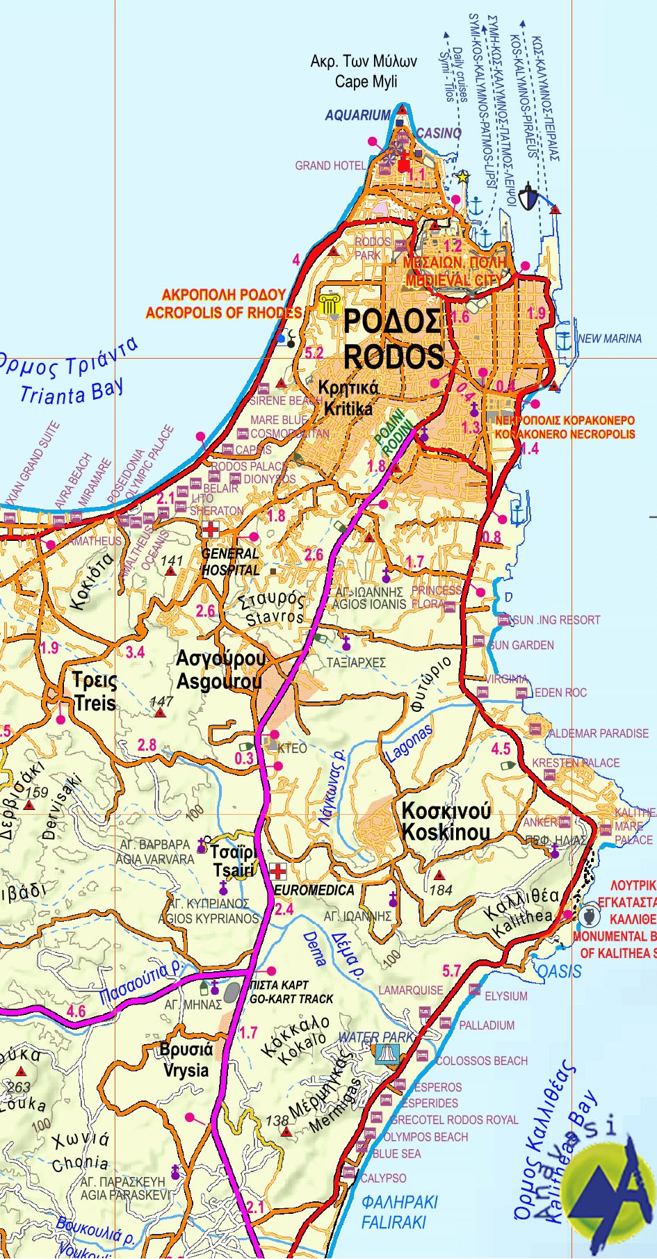 Rhodes - Symi • Hiking map 1:75.000
