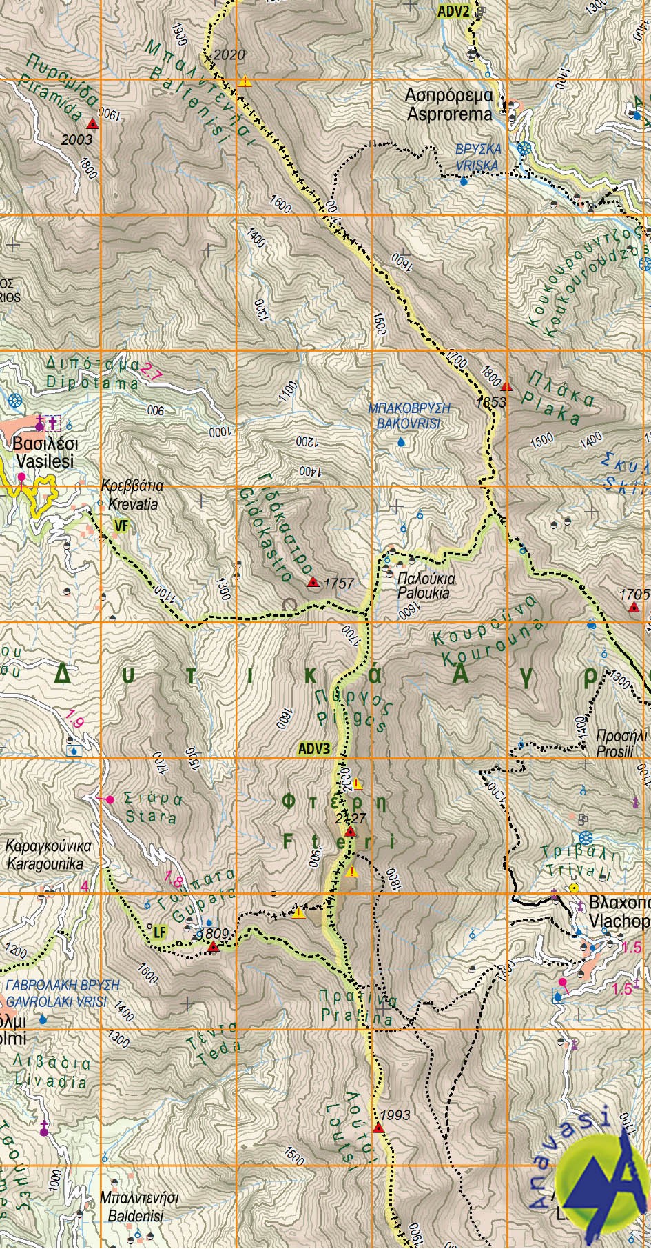 Agrafa • Hiking map 1:50 000