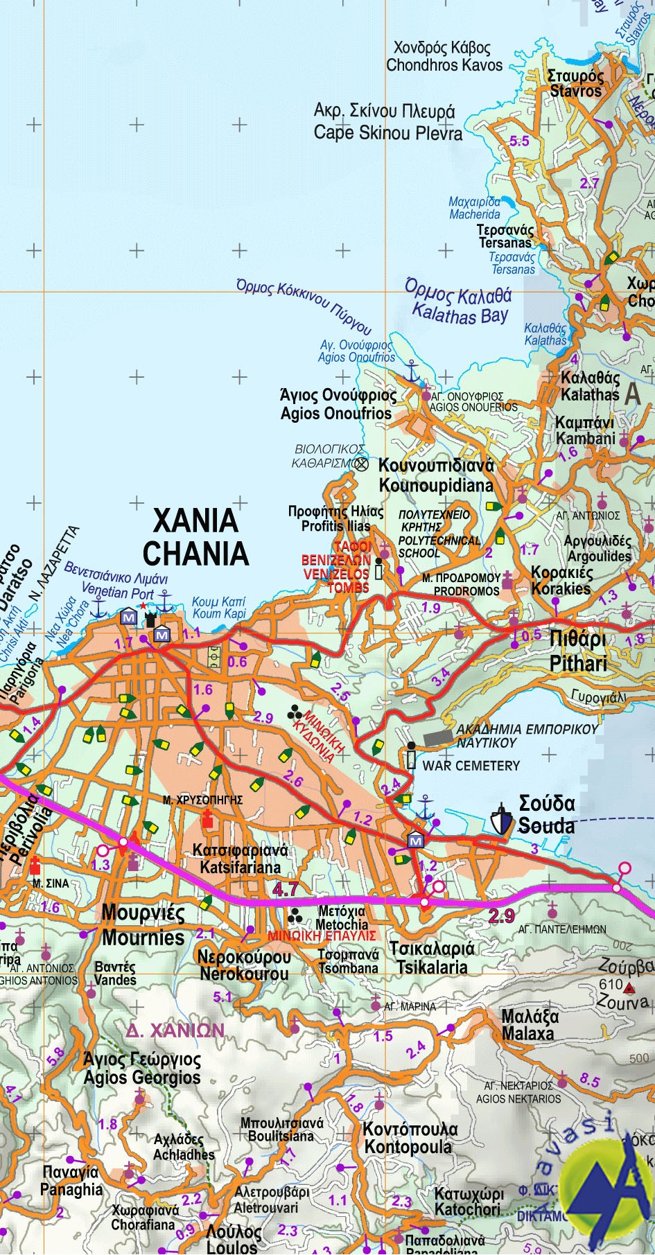 Chania  • Road map 1:100 000