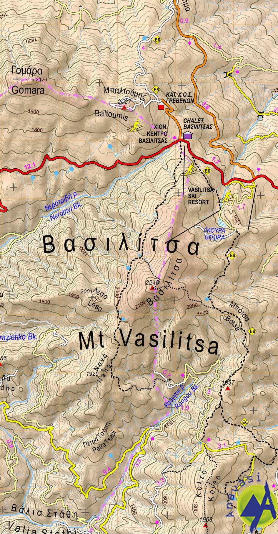 Valia Kalda • Hiking map 1:50 000