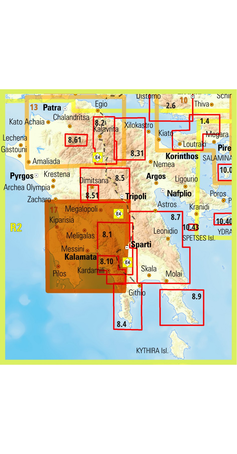 Μεσσηνία • οδικός και περιηγητικός χάρτης 1:80.000